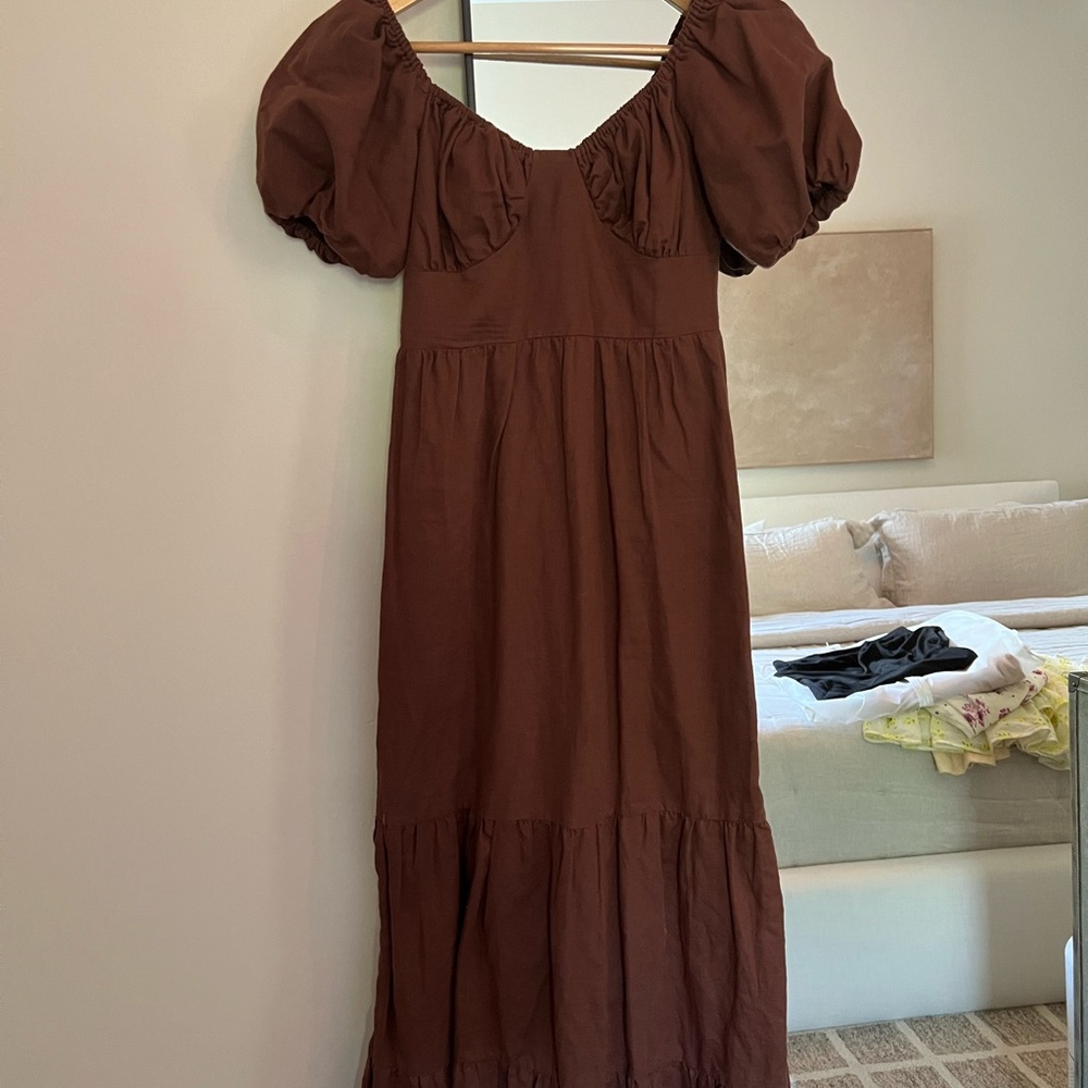 Peppermayo Brown Ruffled Tiered Sundress